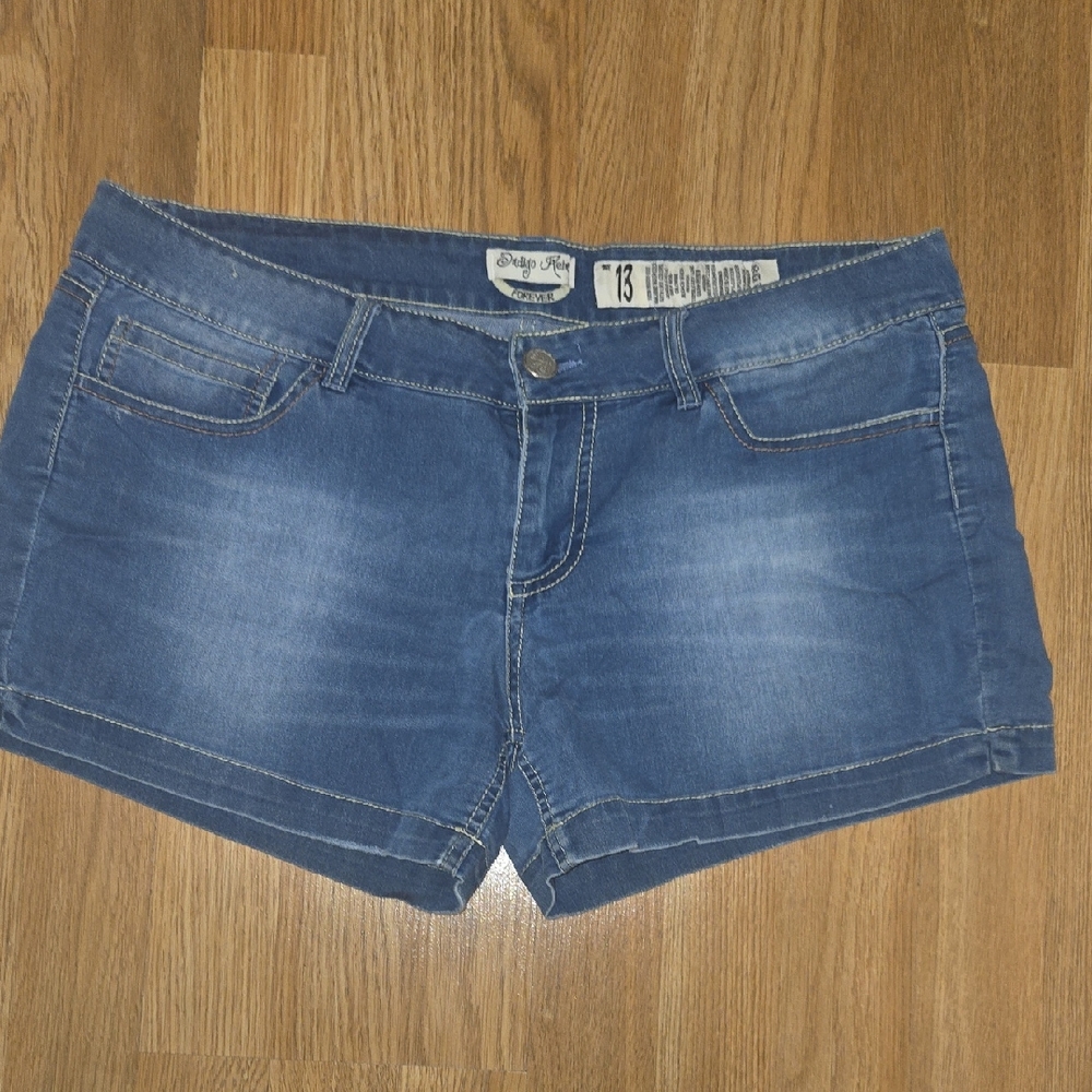 No Boundaries Blue Denim Shortie Shorts